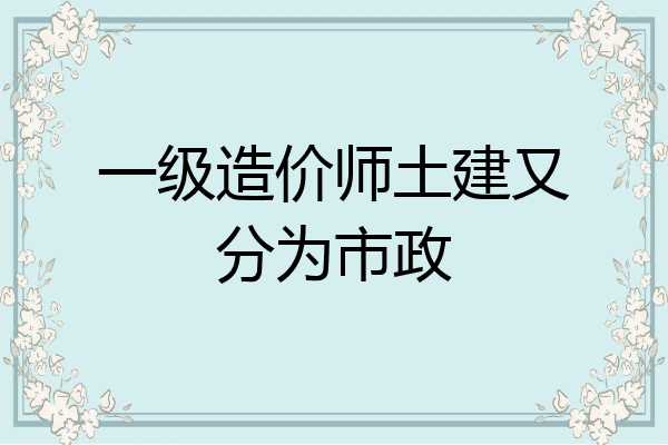 一级造价师土建又分为市政