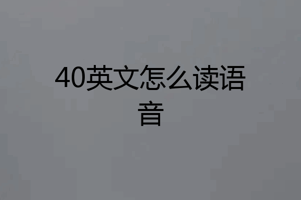 40英文怎么读语音
