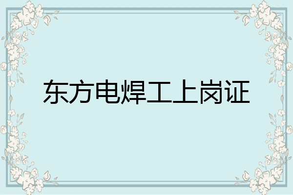 东方电焊工上岗证