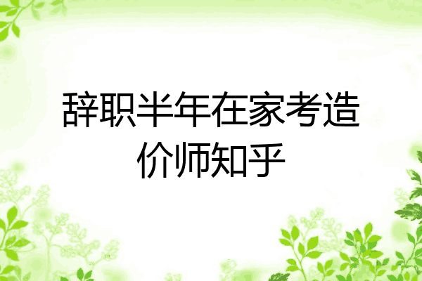 辞职半年在家考造价师知乎