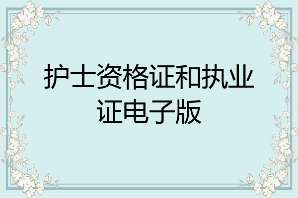 护士资格证和执业证电子版