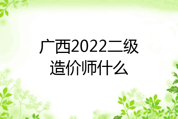 广西2022二级造价师什么
