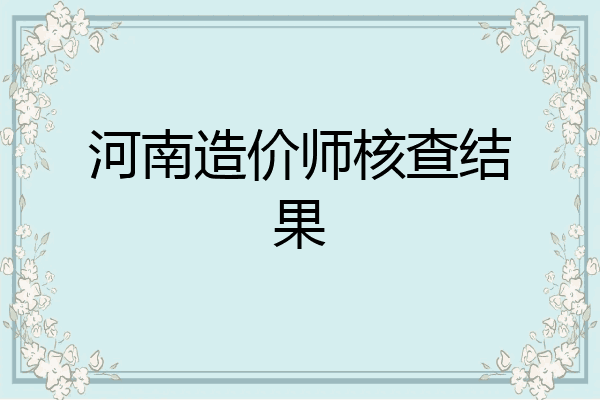 河南造价师核查结果