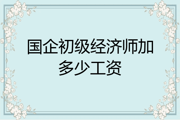 国企初级经济师加多少工资