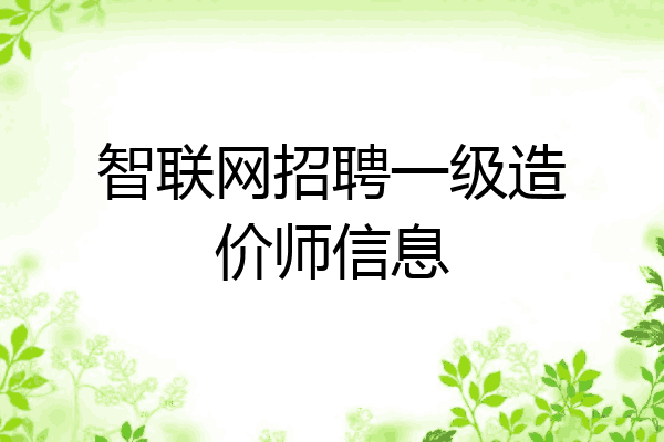 智联网招聘一级造价师信息