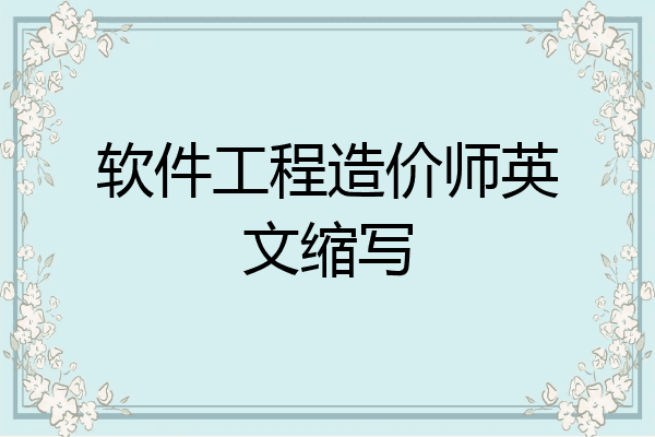 软件工程造价师英文缩写
