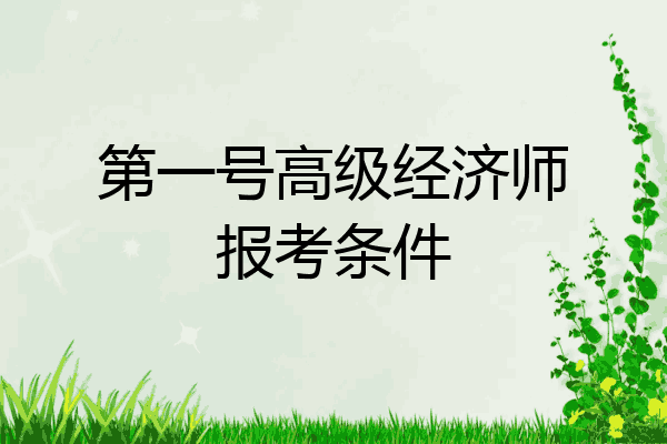 第一号高级经济师报考条件