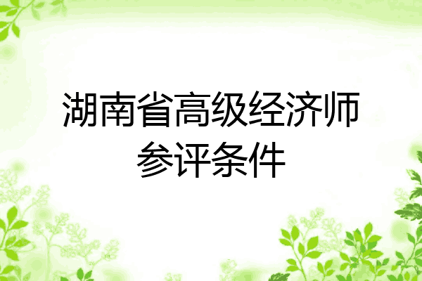 湖南省高级经济师参评条件