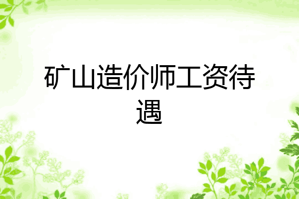 矿山造价师工资待遇