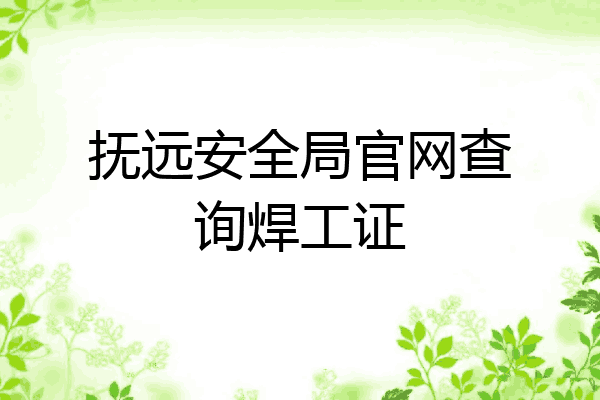抚远安全局官网查询焊工证