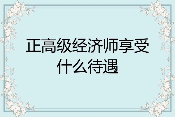 正高级经济师享受什么待遇
