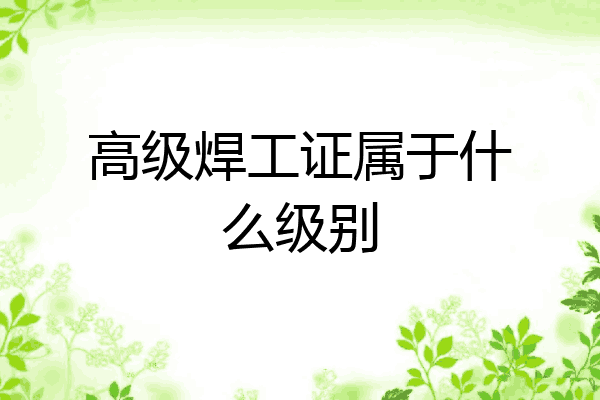高级焊工证属于什么级别