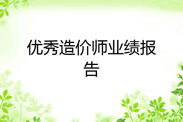 优秀造价师业绩报告