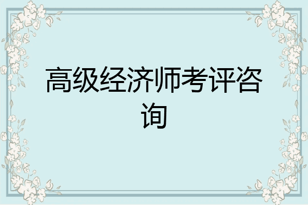 高级经济师考评咨询