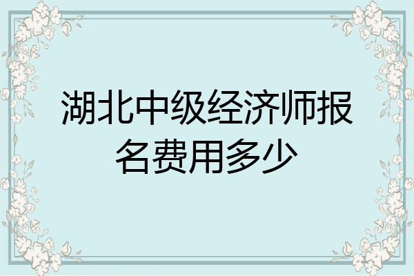 湖北中级经济师报名费用多少