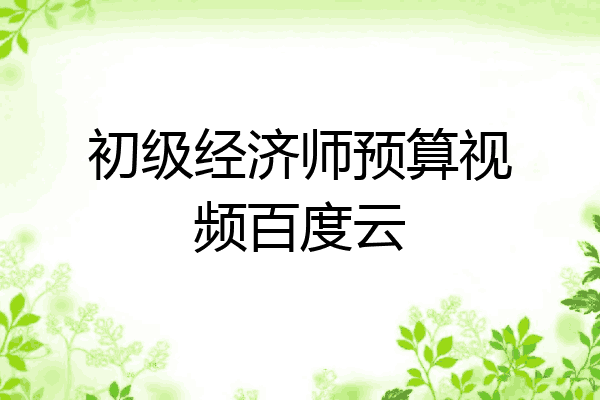 初级经济师预算视频百度云