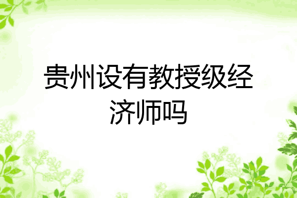 贵州设有教授级经济师吗