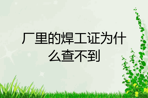 厂里的焊工证为什么查不到
