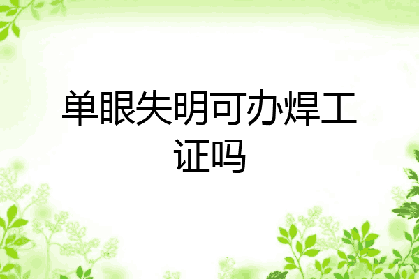 单眼失明可办焊工证吗