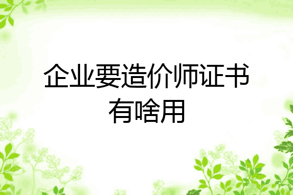 企业要造价师证书有啥用