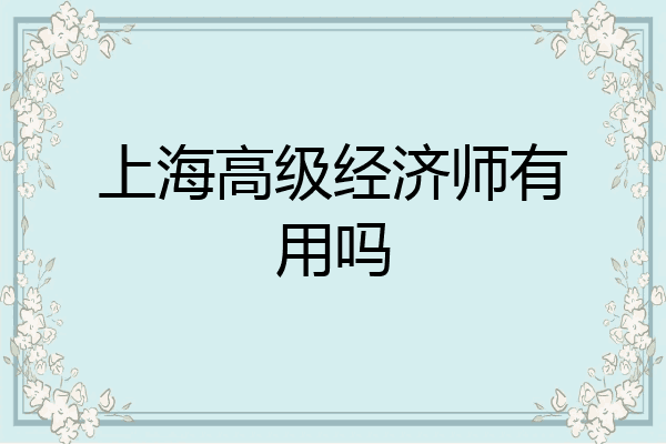 上海高级经济师有用吗