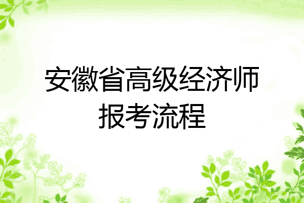 安徽省高级经济师报考流程