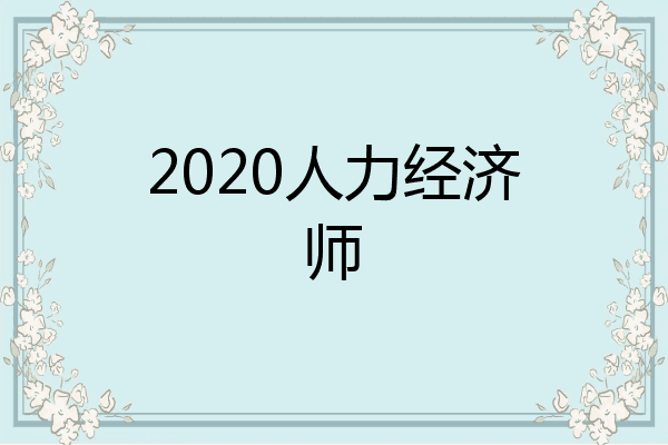 2020人力经济师