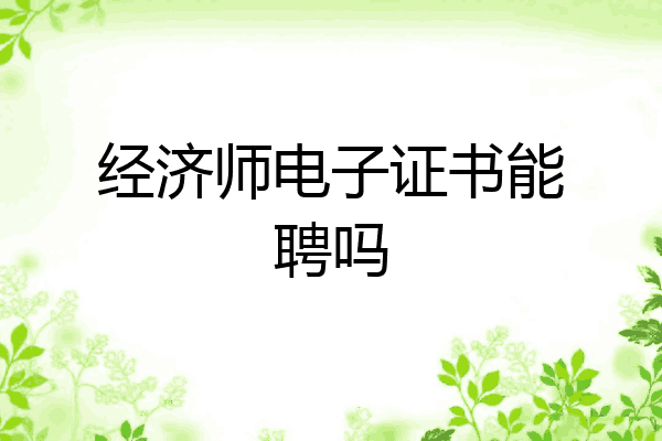 经济师电子证书能聘吗