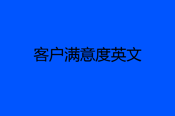客户满意度英文