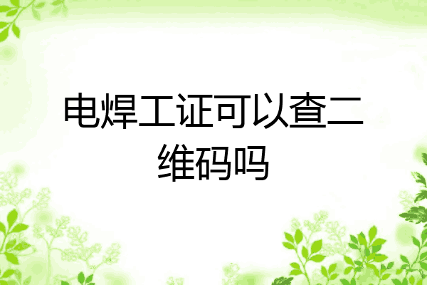 电焊工证可以查二维码吗
