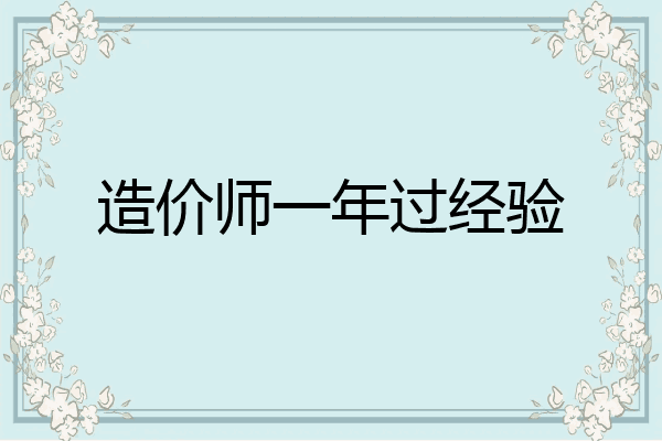 造价师一年过经验
