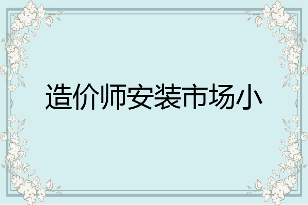 造价师安装市场小