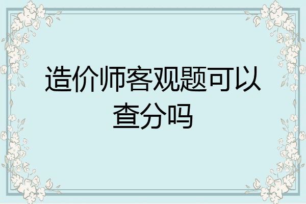 造价师客观题可以查分吗