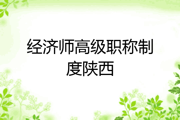 经济师高级职称制度陕西