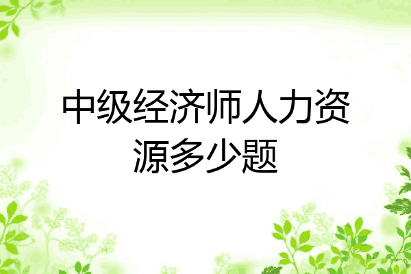 中级经济师人力资源多少题