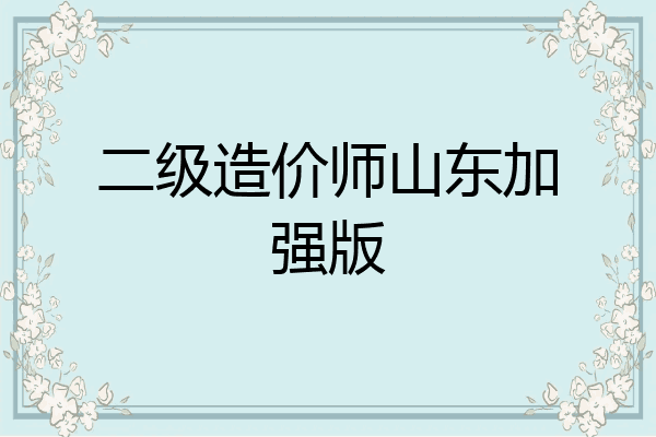 二级造价师山东加强版