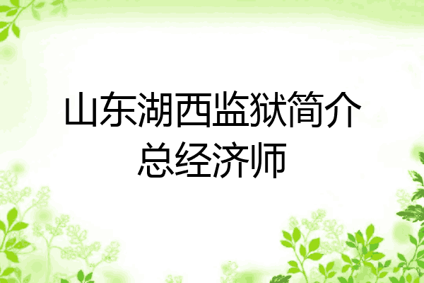 山东湖西监狱简介总经济师
