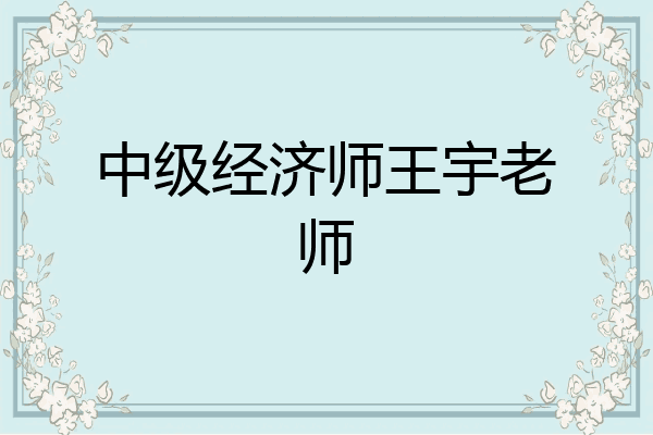 中级经济师王宇老师
