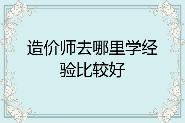 造价师去哪里学经验比较好
