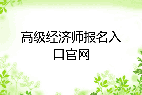 高级经济师报名入口官网