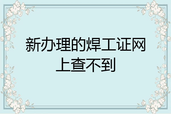 新办理的焊工证网上查不到