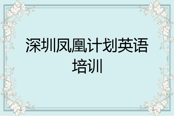 深圳凤凰计划英语培训