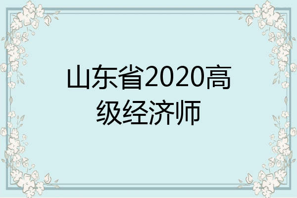 山东省2020高级经济师