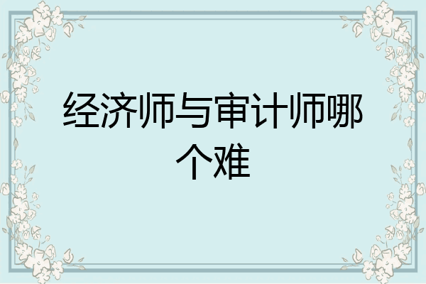 经济师与审计师哪个难