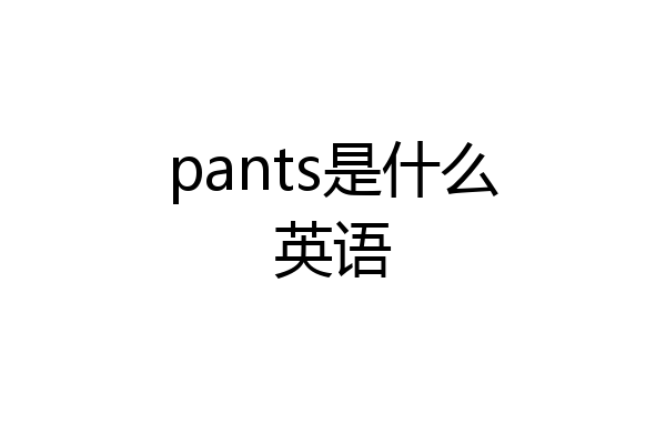 pants是什么英语