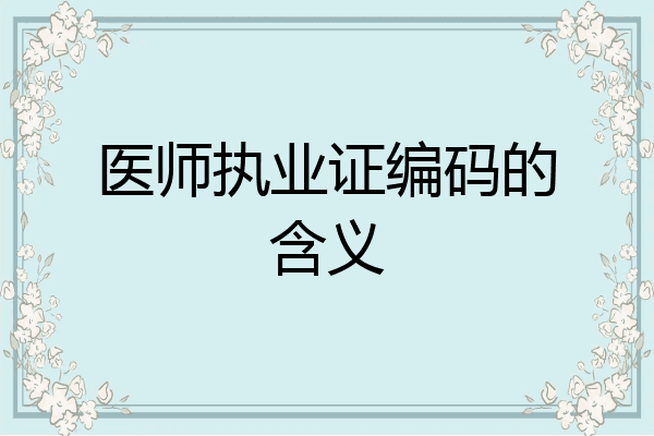 医师执业证编码的含义