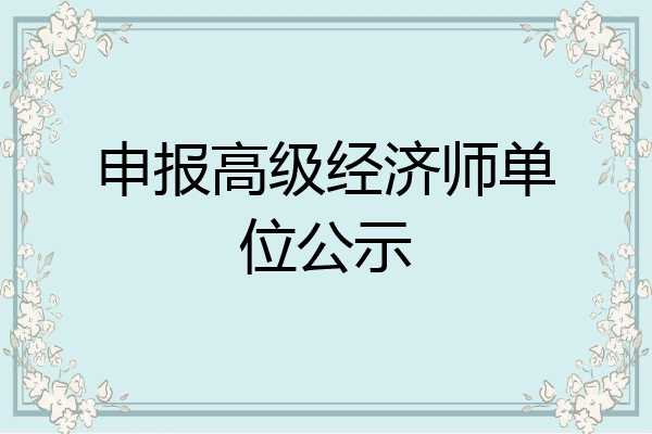 申报高级经济师单位公示