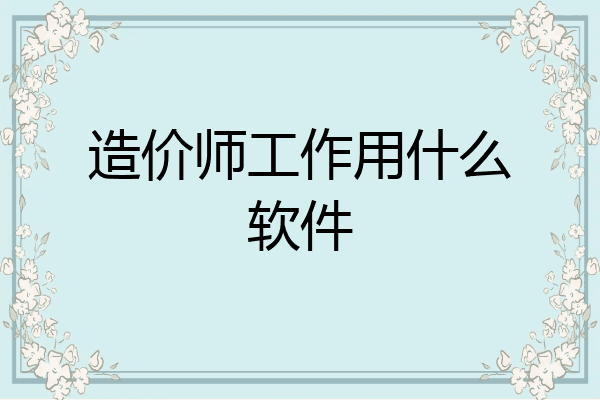 造价师工作用什么软件
