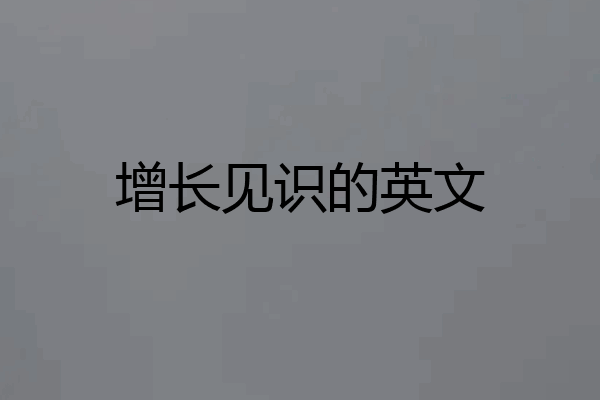 增长见识的英文