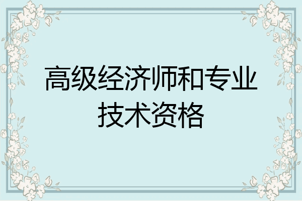 高级经济师和专业技术资格
